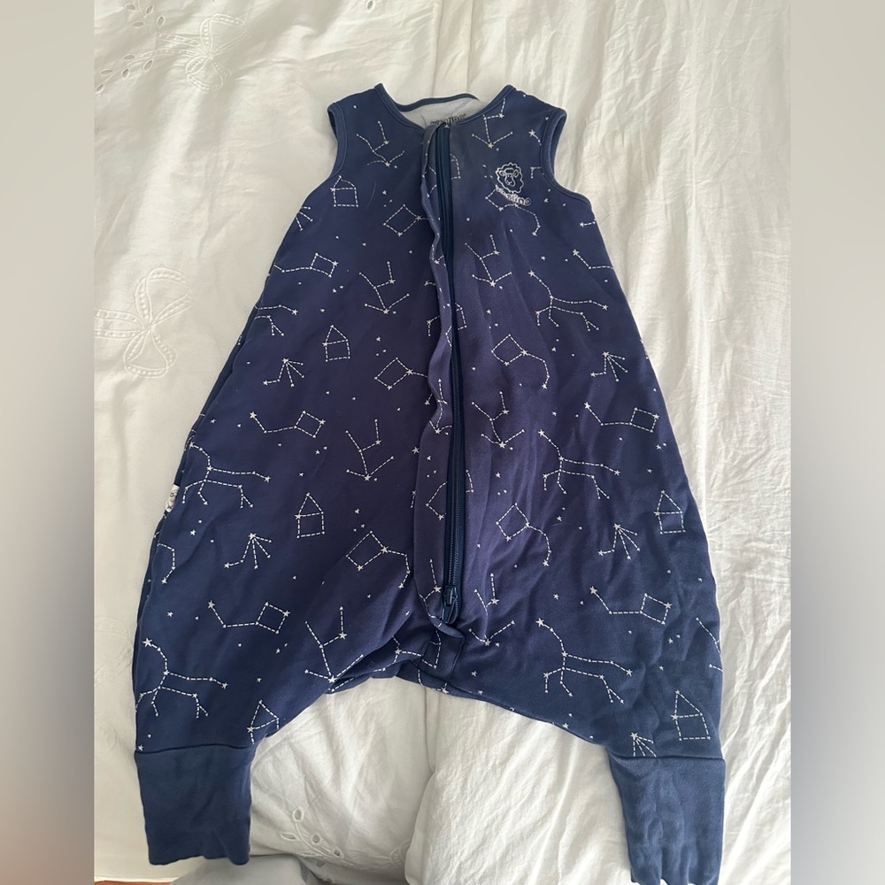Baby Sleeveless Footie Sleep Sack in Navy Constellation Print